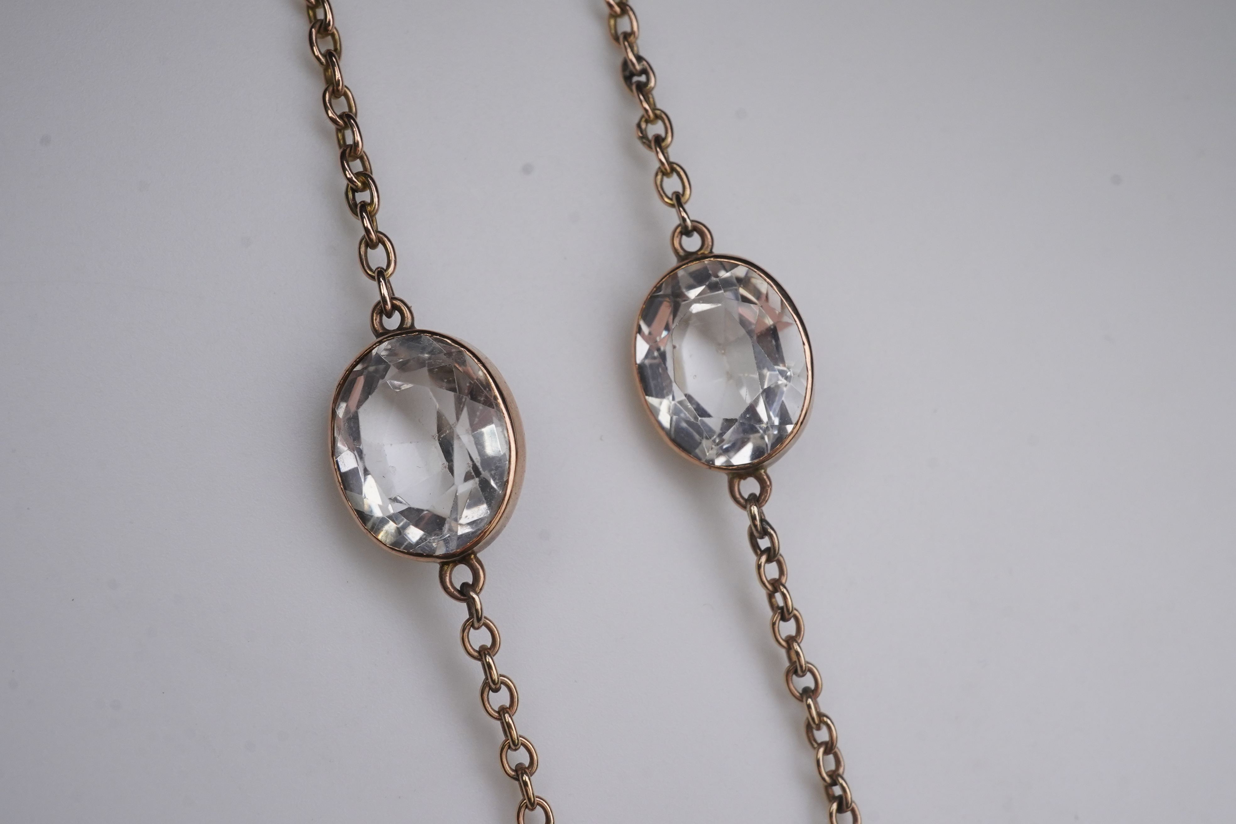 A rock crystal long chain necklace, early 20th century